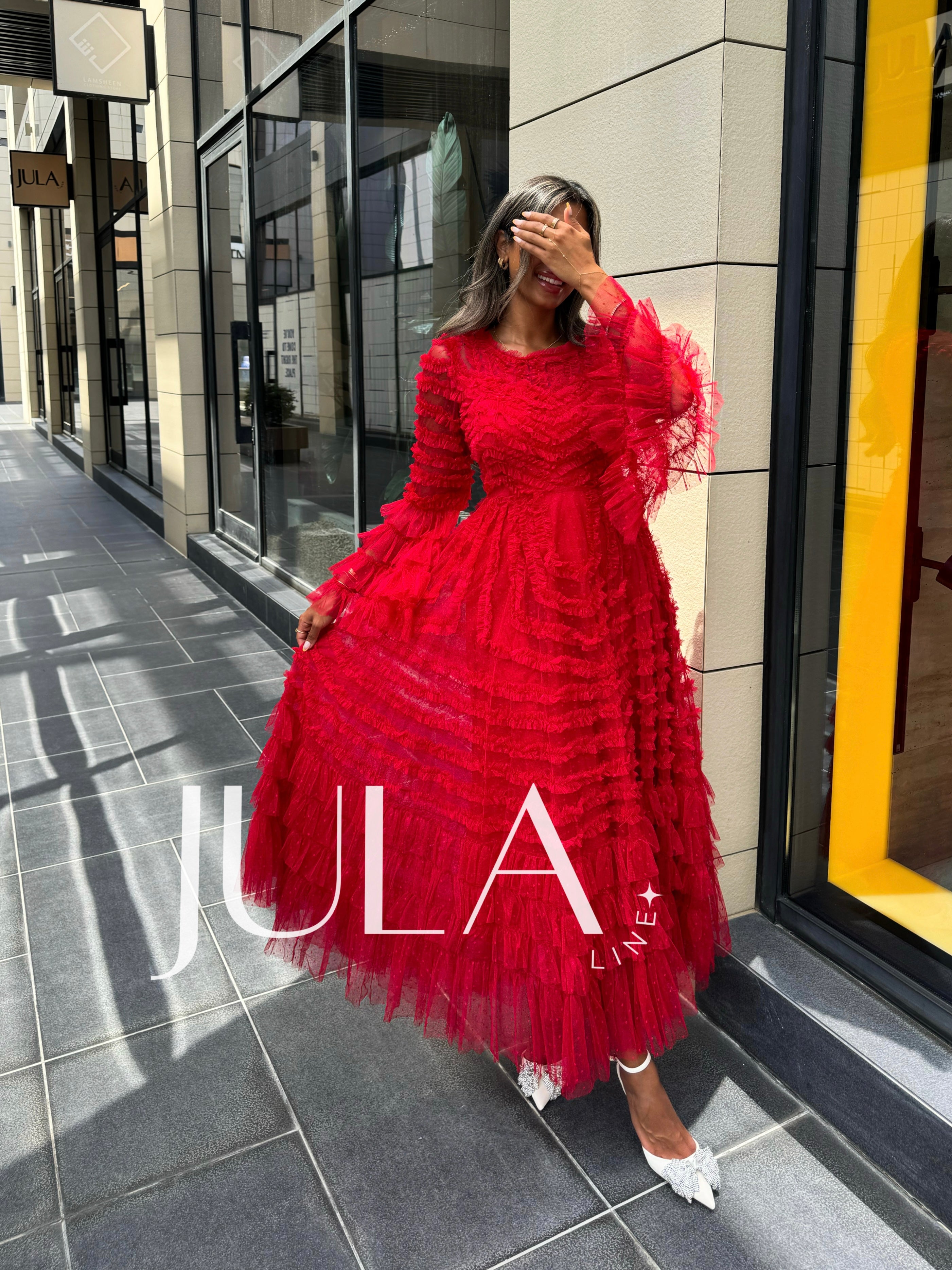 Red Tulle Maxi Dress JULA Line Red Tulle Maxi Dress JULA Line