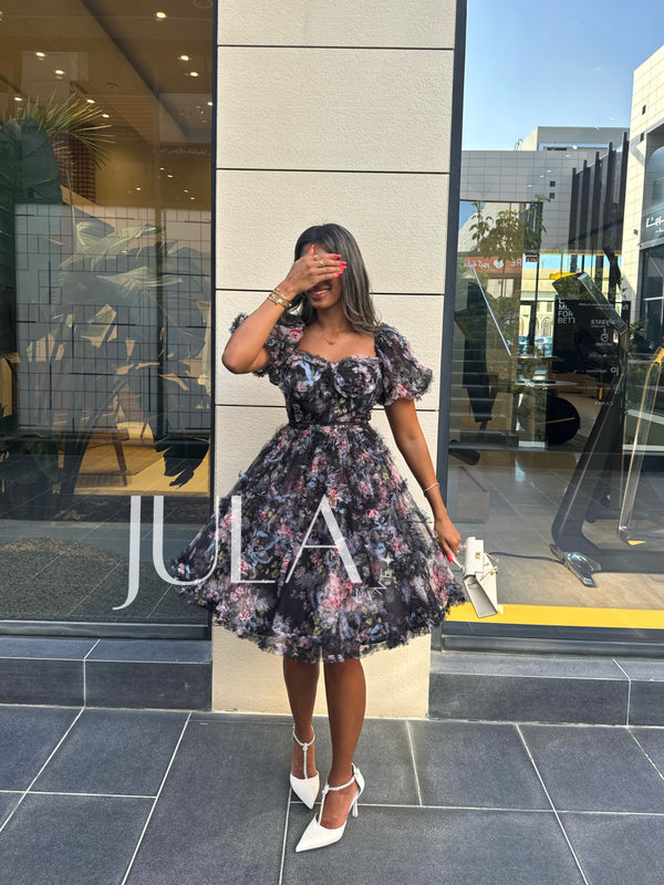 Bella black florals dress