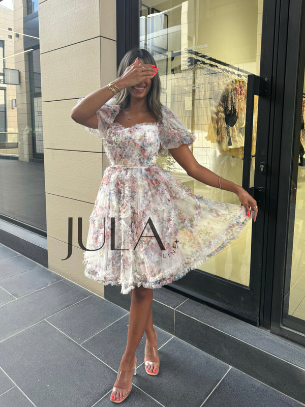 Bella beige florals dress