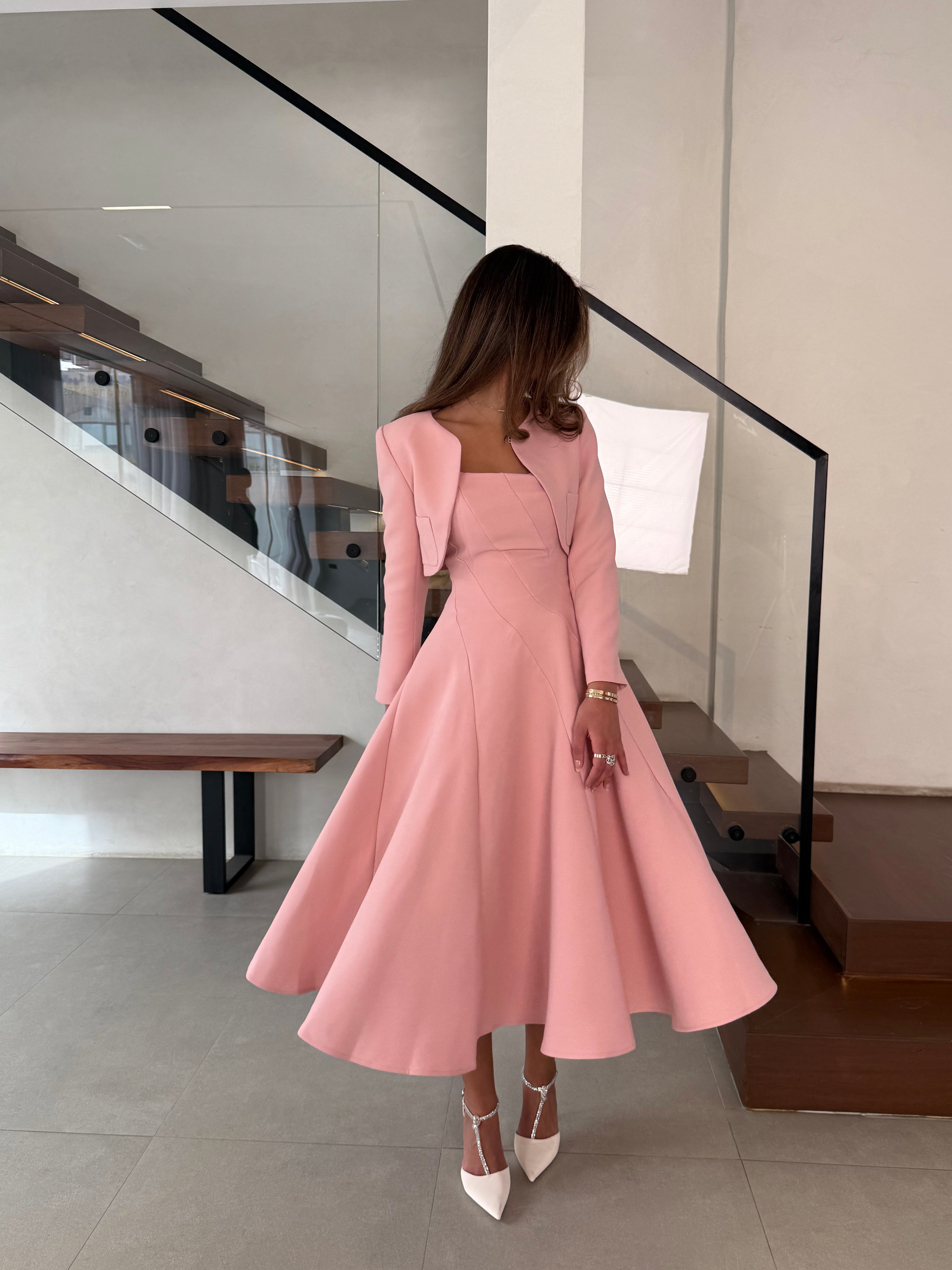 amara dress pink Amara | Blush PINK Asymmetric-Neck Maternity Maxi Dress With Sash Detail